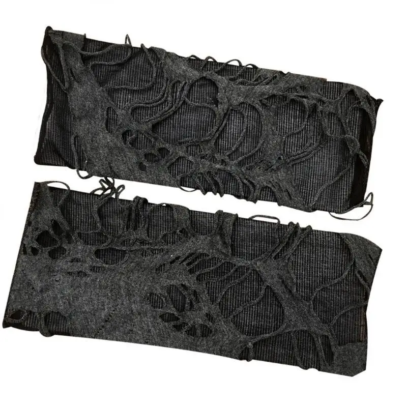 39BD Punk Fingerless Gloves Ripped Sleeve Gothic Wrist Gloves Distressed Gloves for Halloween Masquerade Prom Gloves