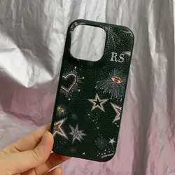 Personalise Initial Name Letters Leather Case For Iphone 15 16 pro max 14 13 Pro Max 12 Mini 11 Luxury kafr letters Covers