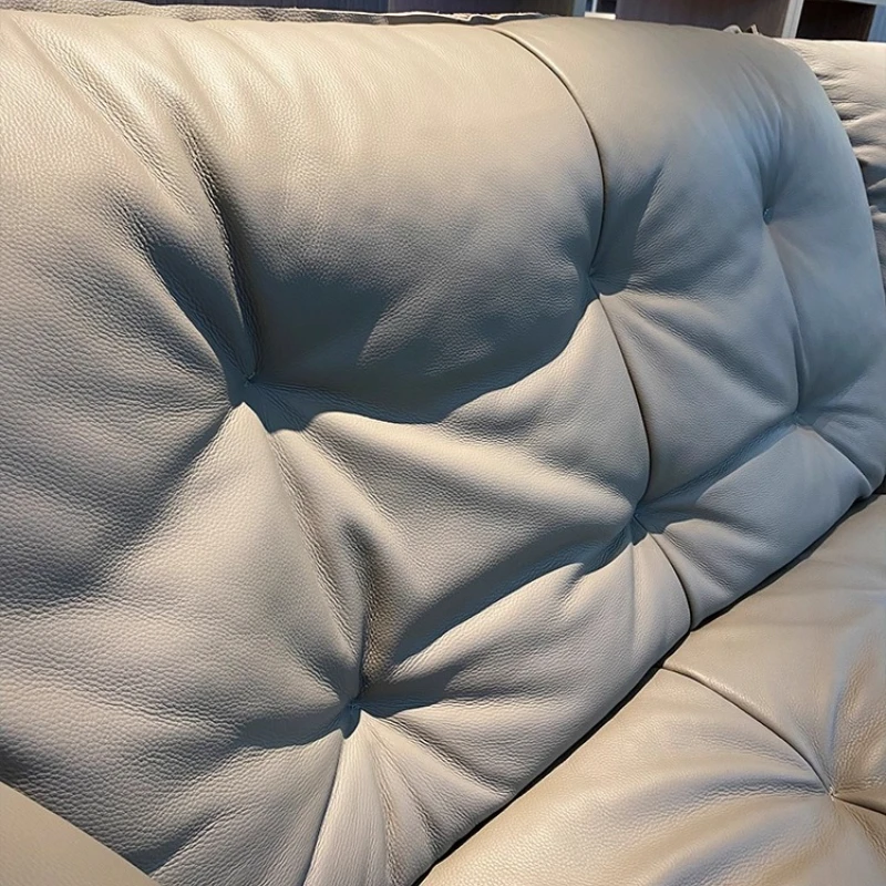 

Leather sofa combination large apartment villa high-end furniture Italian straight row leather art sofa