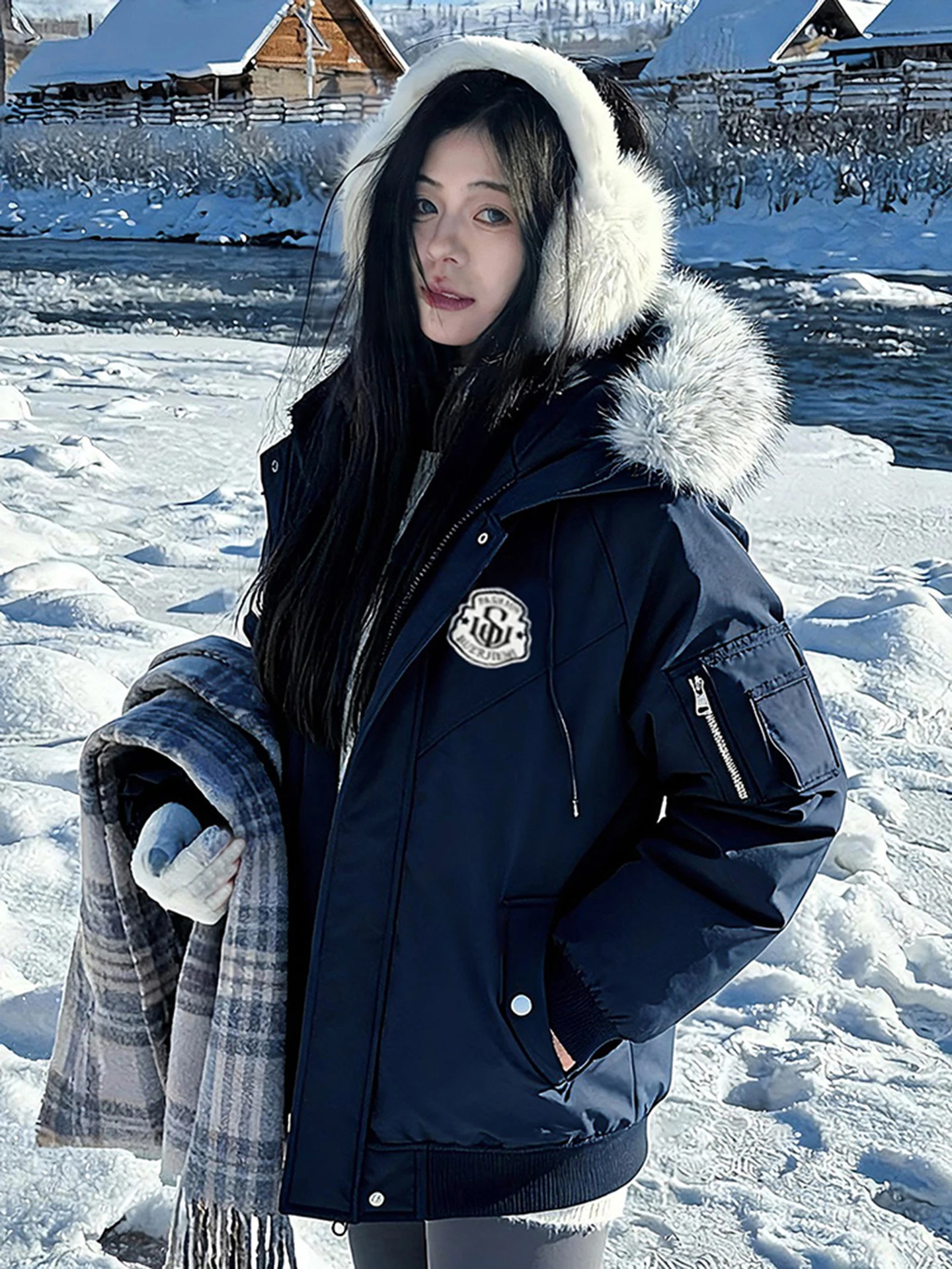 

Утепленная зимняя куртка для мужчин с меховым воротником, пуховик-парка, хлопковое пальто, морозостойкое, теплое, с капюшоном, приталенный крой Cleanfit