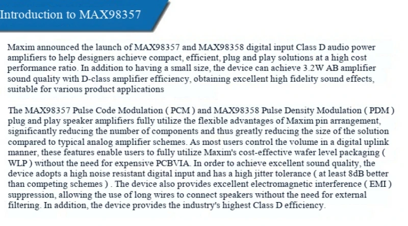 MAX98357A Audio-Verstärkermodul 3006 I2S 3W Class D Verstärker, filterlose DIY-Leistungsverstärkerplatine – Detail 2