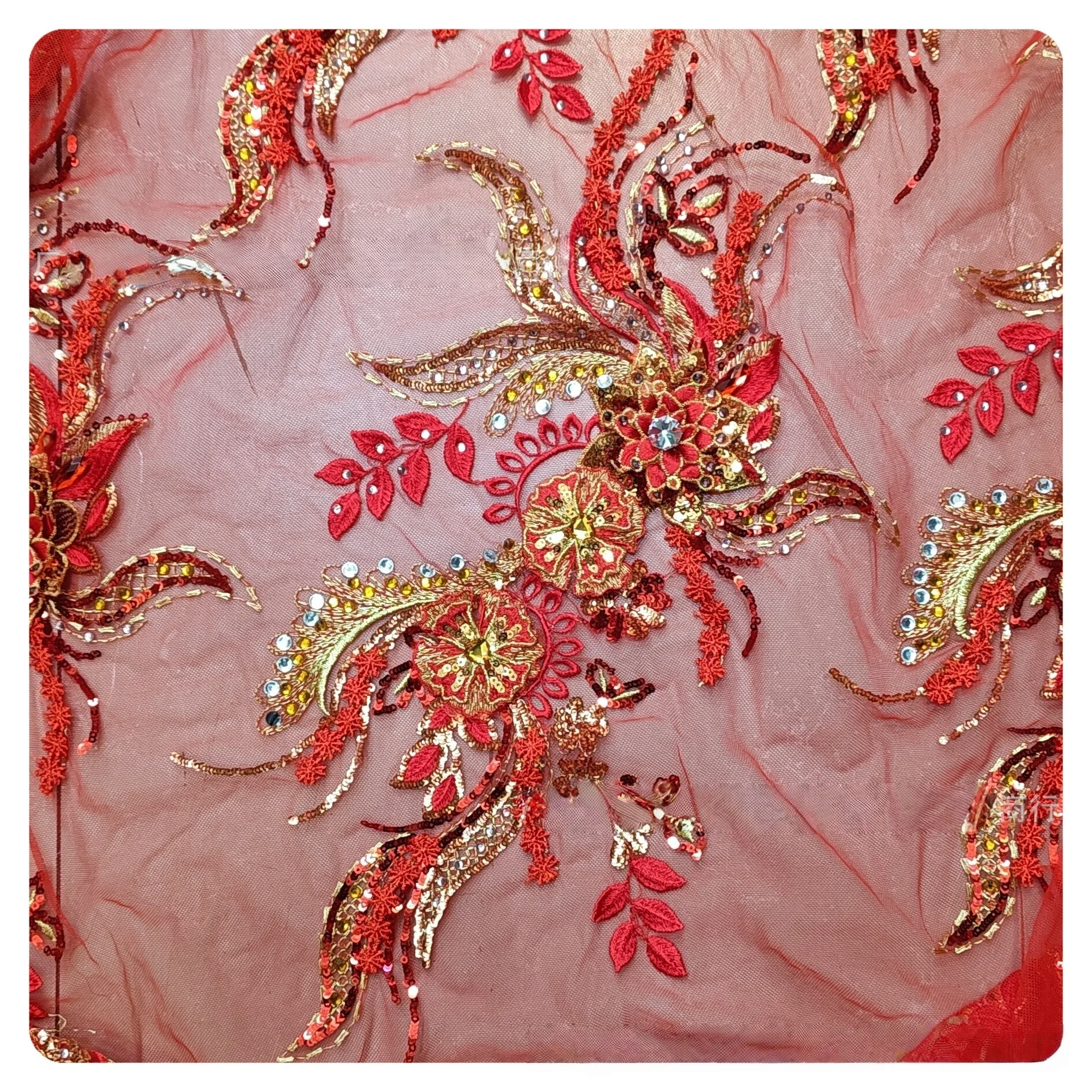

Embroidery Beaded Sequin Tube Fabric Tulle Lace Appliqued Trims for Dresses Costumes Bridal Material 3D Floral Patches