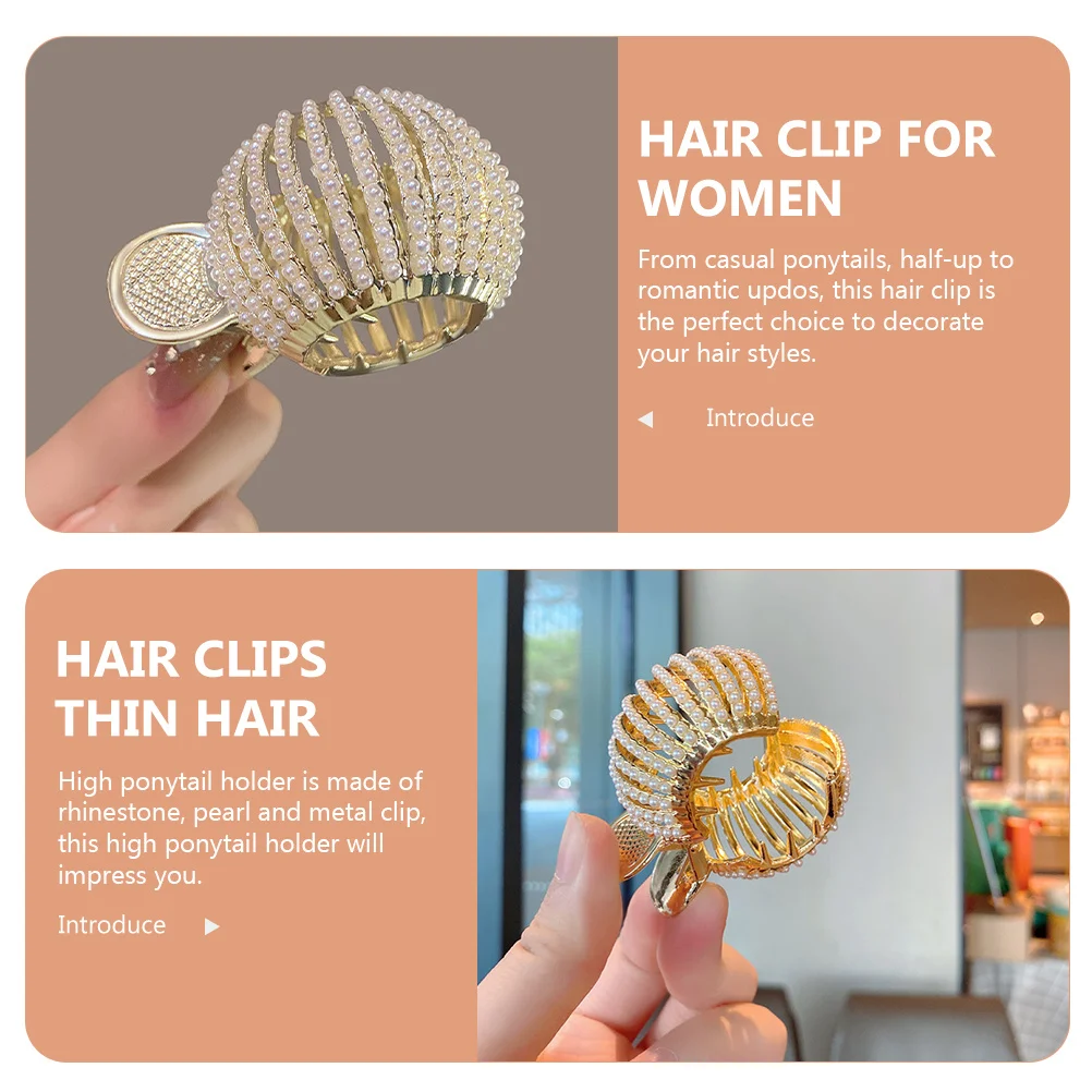 

Pearl Ponytail Cuff Metal Clip High Ponytail Holder Decorative Hair Clip for Women Claw Clips Thick Hair Accessories