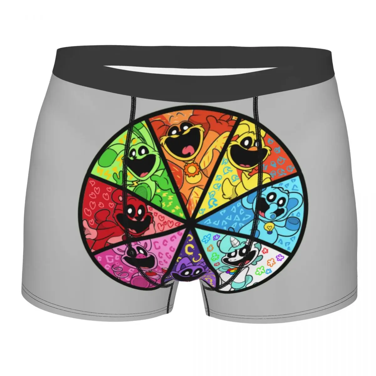 Custom Male Colorful Smiling Big Mouth Critters Group Underwear Scarry Animated Game Boxer Briefs Soft Shorts Panties Underpants