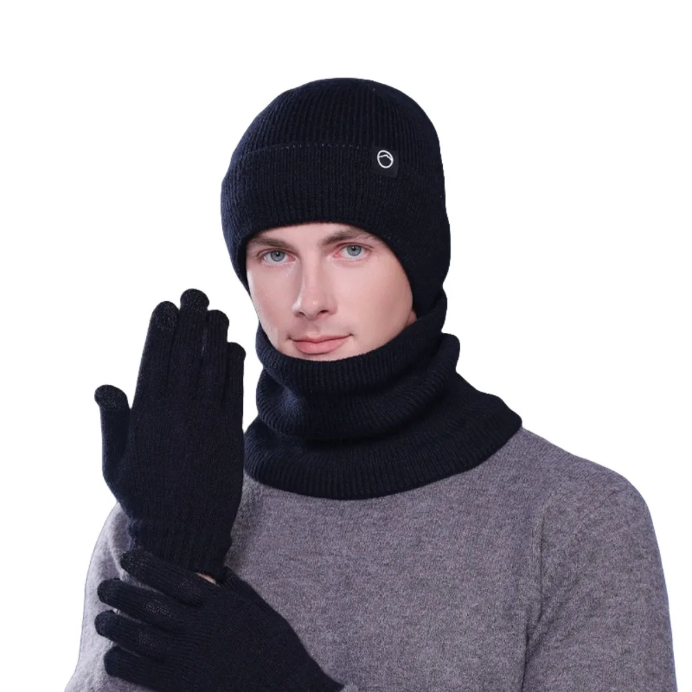 

Warm Cap Winter Glove Cap Set Korean Style Neck Warmer Knitted Hat Gloves Scarf Solid Color Bucket Hat Solid Beanie Outdoor