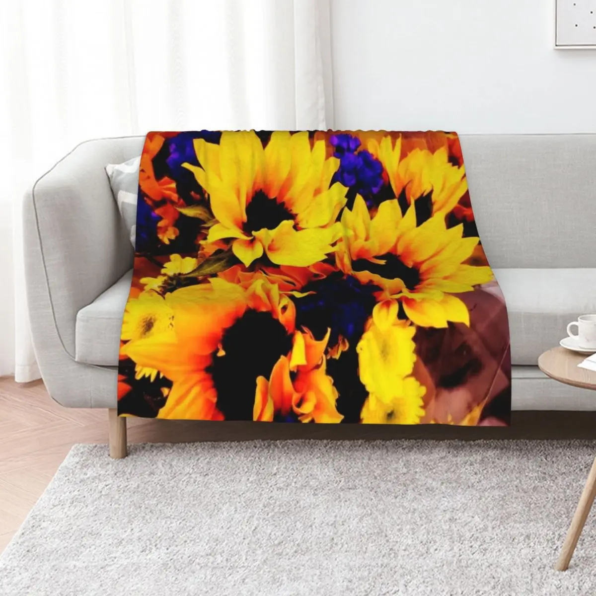 

Sunflowers Throw Blanket Hair Polar for winter Plaid Blankets