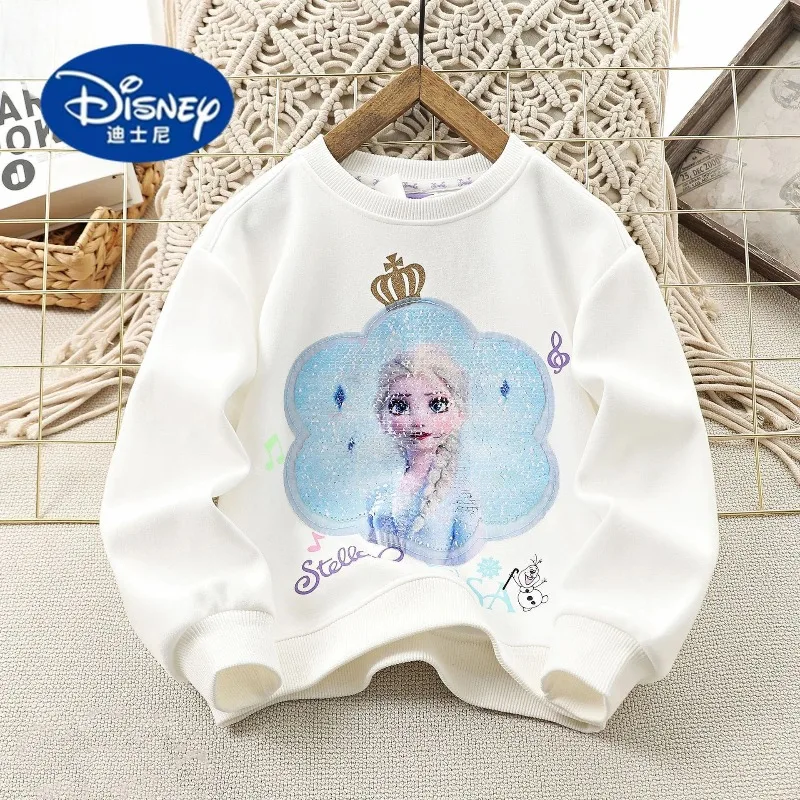 ديزني بنات الخريف الشتاء هوديي جولة الرقبة بريق عكسها تغيير اللون، لطيف كبير الأطفال أعلى الأزياء