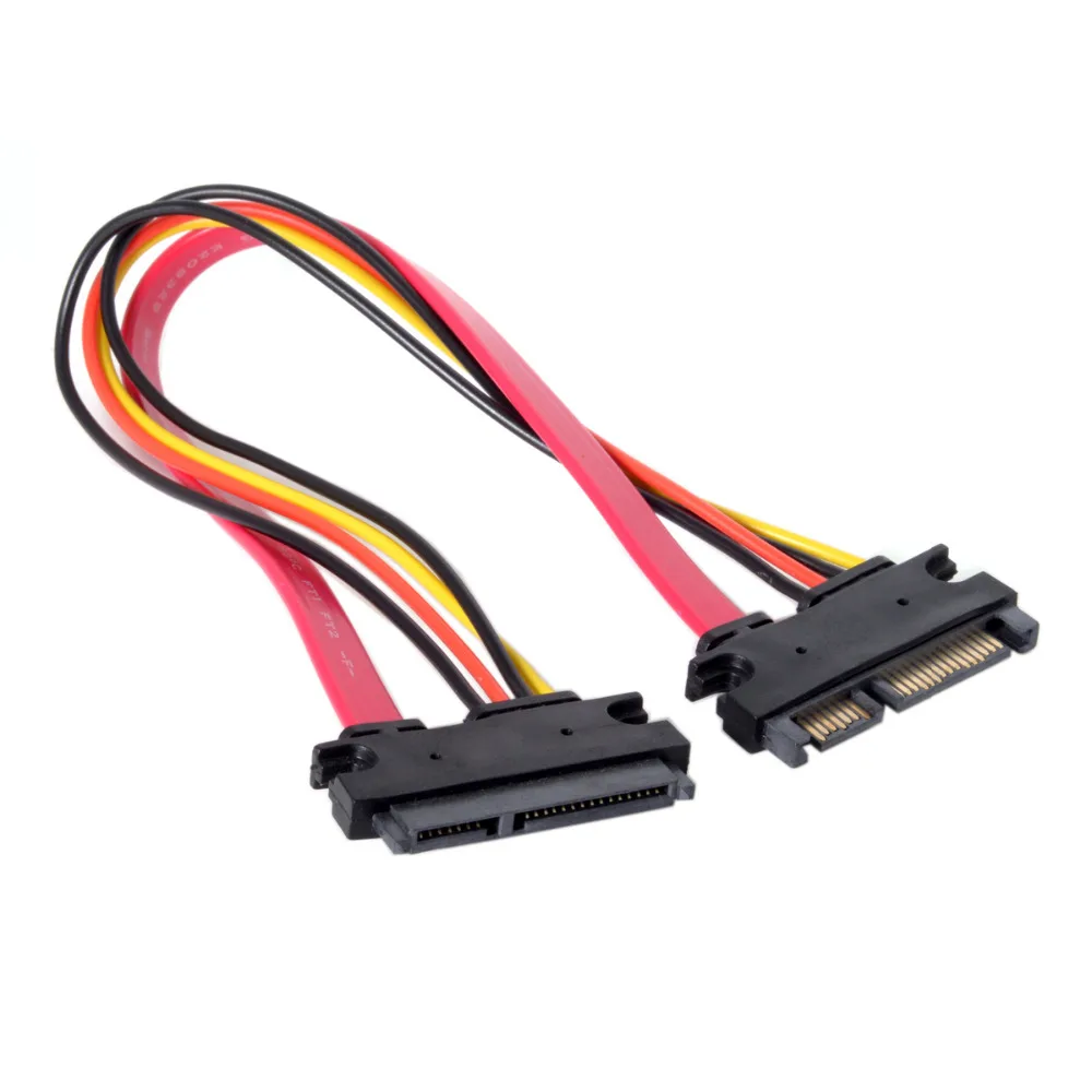 CYSM CY SATA III 3.0 7+15 22 Pin SATA Male to Female Data Power Extension Cable 30cm Red Color