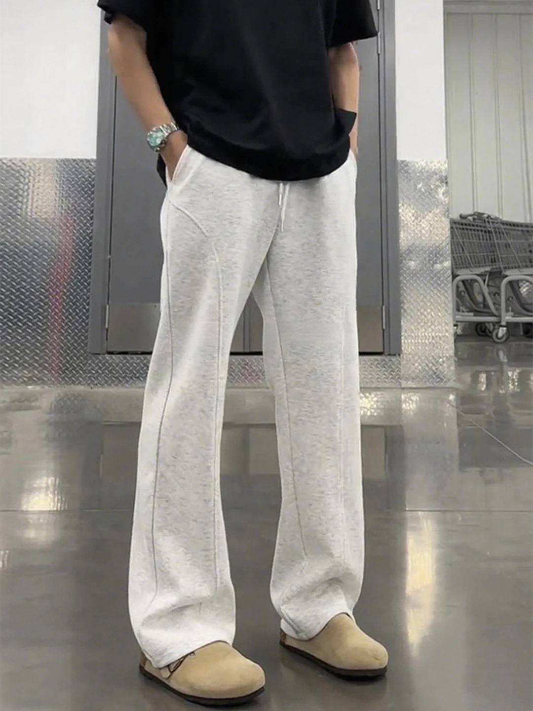 

Мужские спортивные брюки Cleanfit с высокой талией, прямые, зауженные, с американским принтом «белый цветок», осенняя мода, молодежные, C...