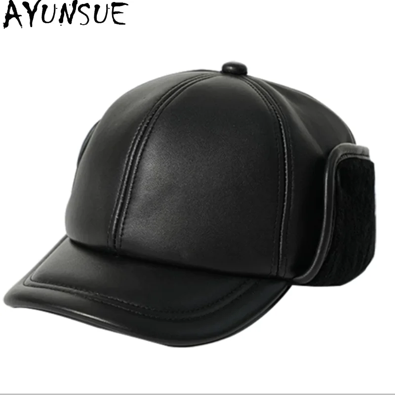 men's-genuine-leather-hat-winter-lei-feng-hat-ear-protection-warm-sheepskin-hats-for-man