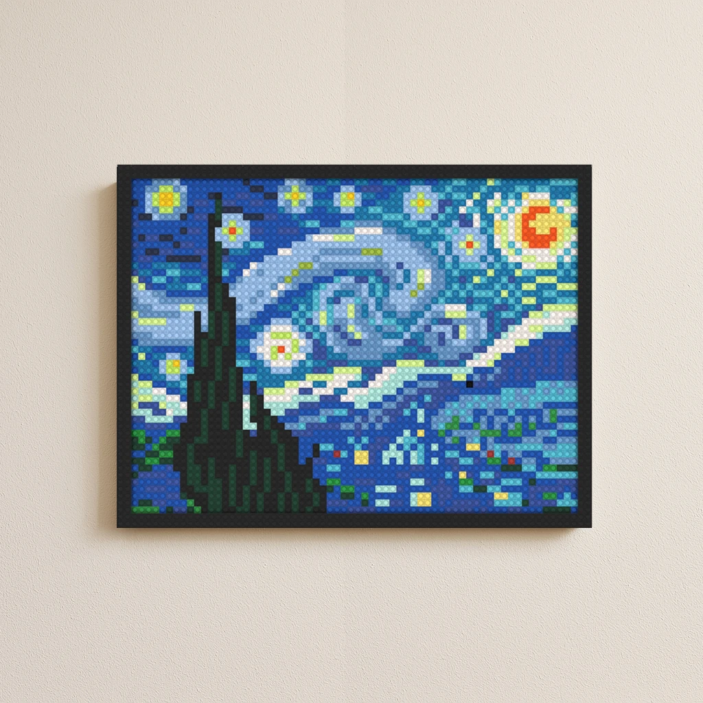 

Vincent Van Gogh Painting Posters The Starry Night Poster Wall Art Living Room Decor MOC Building Blocks Mosaic Pixel Art