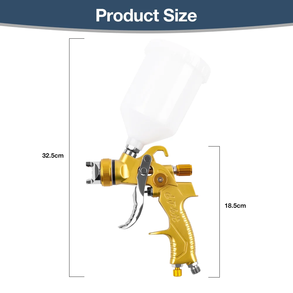 Профессиональный HVLP -распылительный пистолет, 1,3 мм/1,5 мм/1,8 мм сону, 600 мл больших возможностей, инструменты для ремонта автомобильной/мебельной краски, домашняя пневматическая краска для краски пистолет
