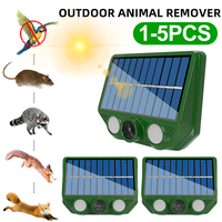 1-5PCS Solar Powered Animal Repellent Ultrasonic Animal Deterrent Repellent Birds Repeller Pest Control For Outdoor Garden Lawns