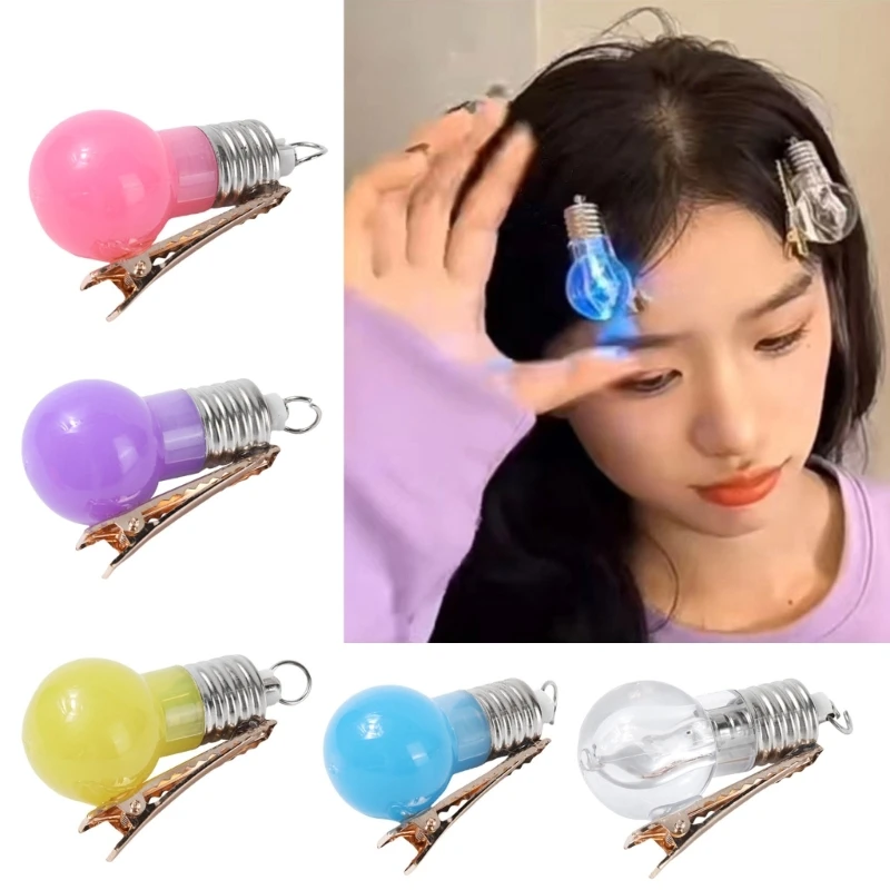 Creative Funny Hairpin Changing Simulation Light Bulb Hair Clip Accessory for Parties and Performances