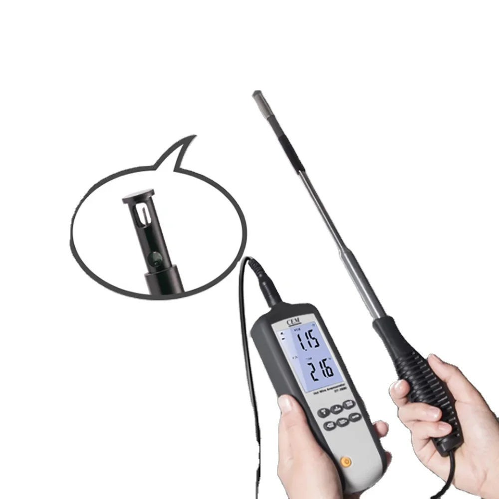 

0~50℃ Air Temperature Range Anemometer With High Quality Sensor, Telescoping Probe Is Ideal for Measuring in HVAC Ducts