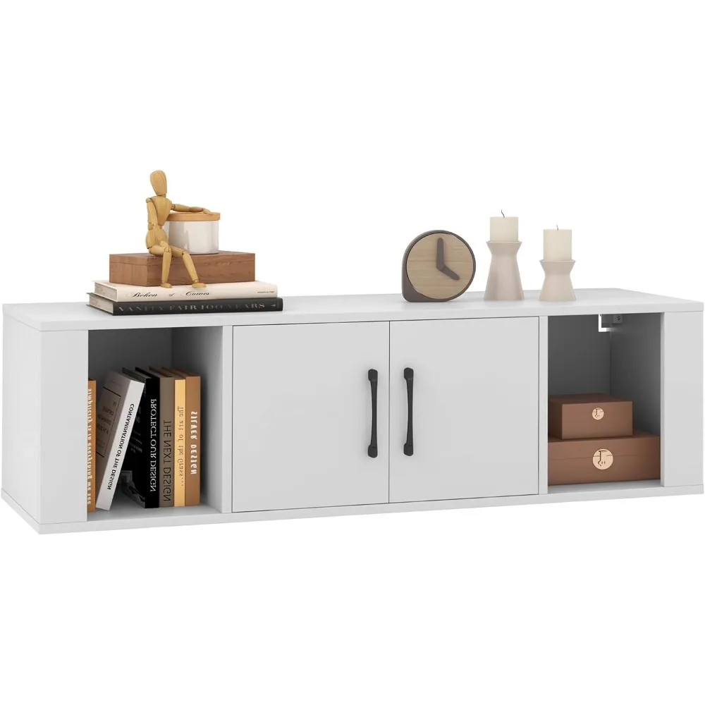 

Wall-mounted Storage Cabinet with 2 Doors and 2 Open Shelves; Floating Control Cabinet
