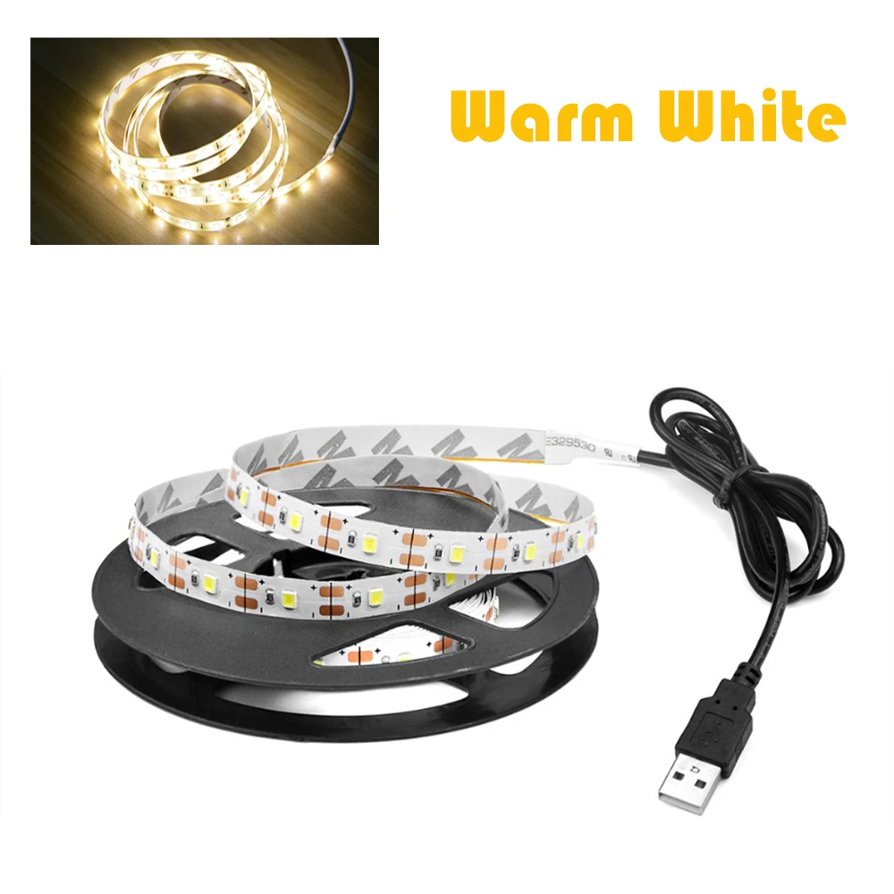 5V USB Led Strip Light SMD 2835 1M 2M 3M 4M 5M White/Warm White Flexible Lighting Ribbon TV Background Tape Home Decor Lamp image 3