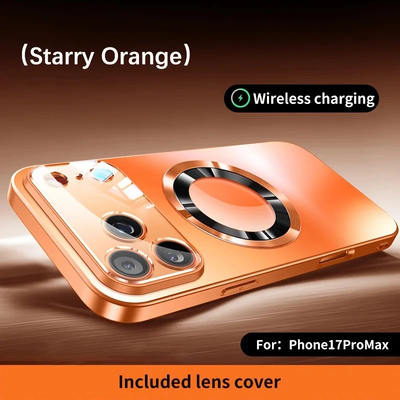 Phone Case: Luxury Titanium Metallic Matte Case For iPhone 17 16 15 14 13 12 Pro Max For Magsafe Glass Lens Magnetic back Cover view 3