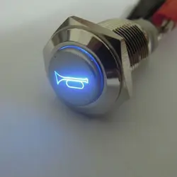 16mm Metal Aluminum Switch Car Boat Speaker Bell Horn LED Momentary Push Button
