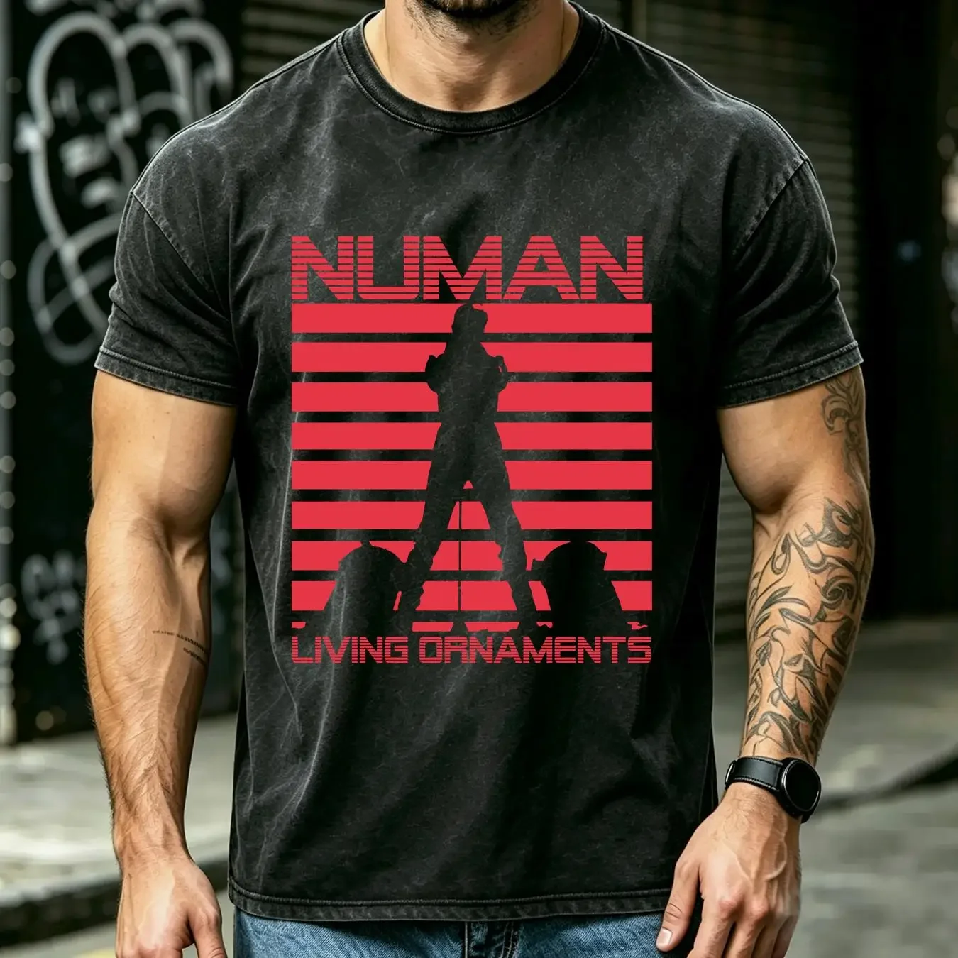 washed T Shirt Gary Numan Living Ornaments New Wave Synthpop Men's Medium long or short sleeves vintage Washed