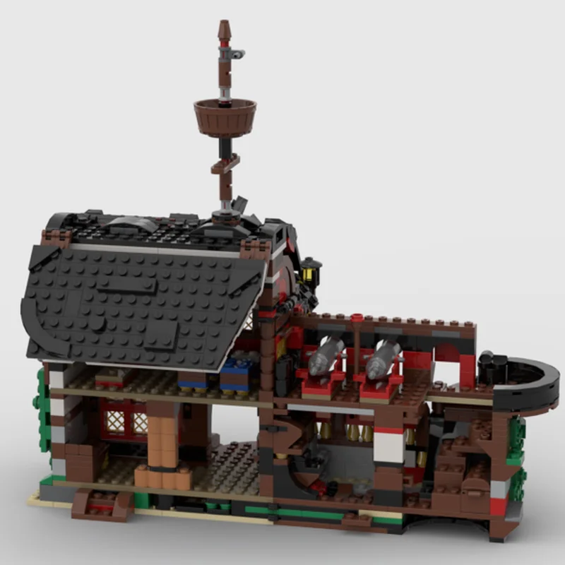 1036pcs MOC Pirate tavern black balcony Pirates Building Blocks Creative Assemble creative idea Education Christmas toy Gift