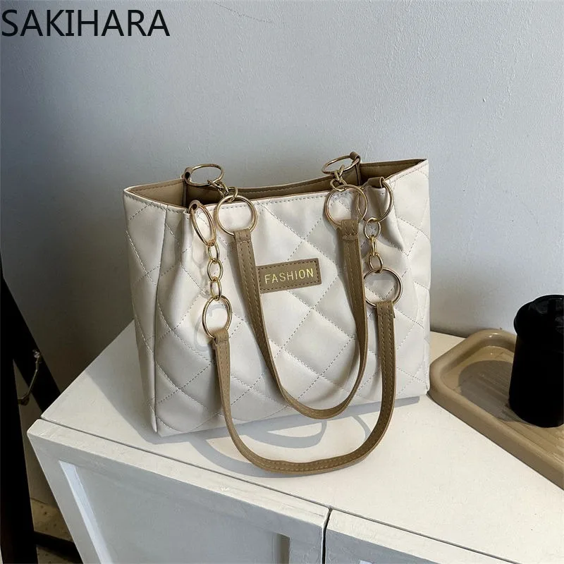 Tote Bag for College Students Temperament Fashion Casual Large Capacity Office Lady All Match Contrast Color Bolsas Para Mujeres