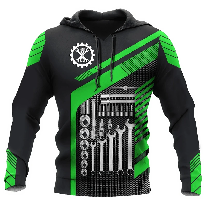 

Men's Hooded Sweatshirts Vintage T-Shirt Men Clothing Mechanic 3D Printed Tops Fashion Casual Street Hoodies Oversized Pullovers