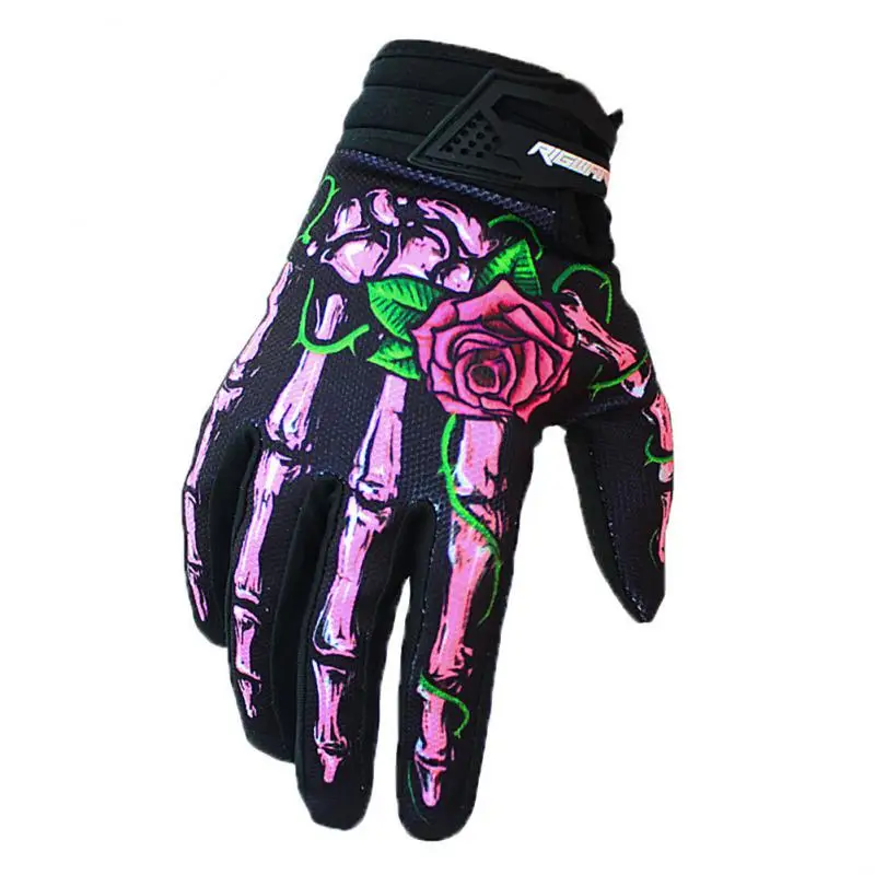 Guantes de montar con esqueleto, moda antideslizante, transpirable, resistente al desgaste, dedo largo, bicicleta, motocicleta, Fitness, deportes al