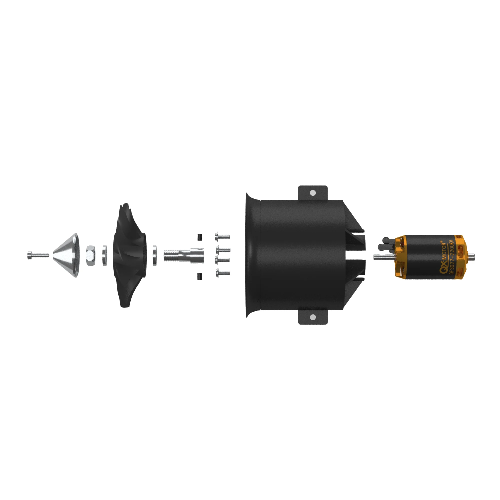 Qx-motor-Motor sin escobillas para piezas de juguete, ventilador con conductos de 12 aspas, 70mm, EDF, QF3027 -2200kv, CW, CCW, Control remoto