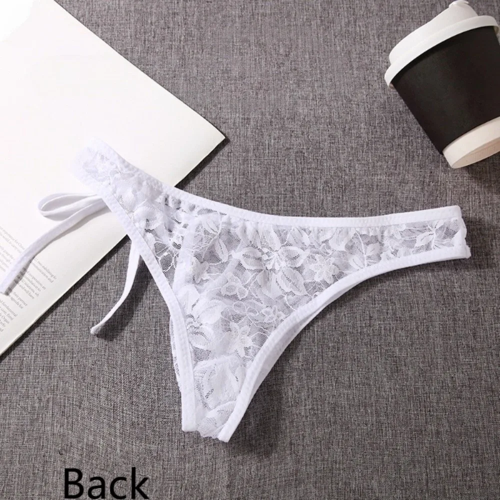 Low Waist Men's Lace Transparent Thongs Strapped Belt Thin Men's Mesh Lace Panties Underpants T-back Male Lace Briefs Male