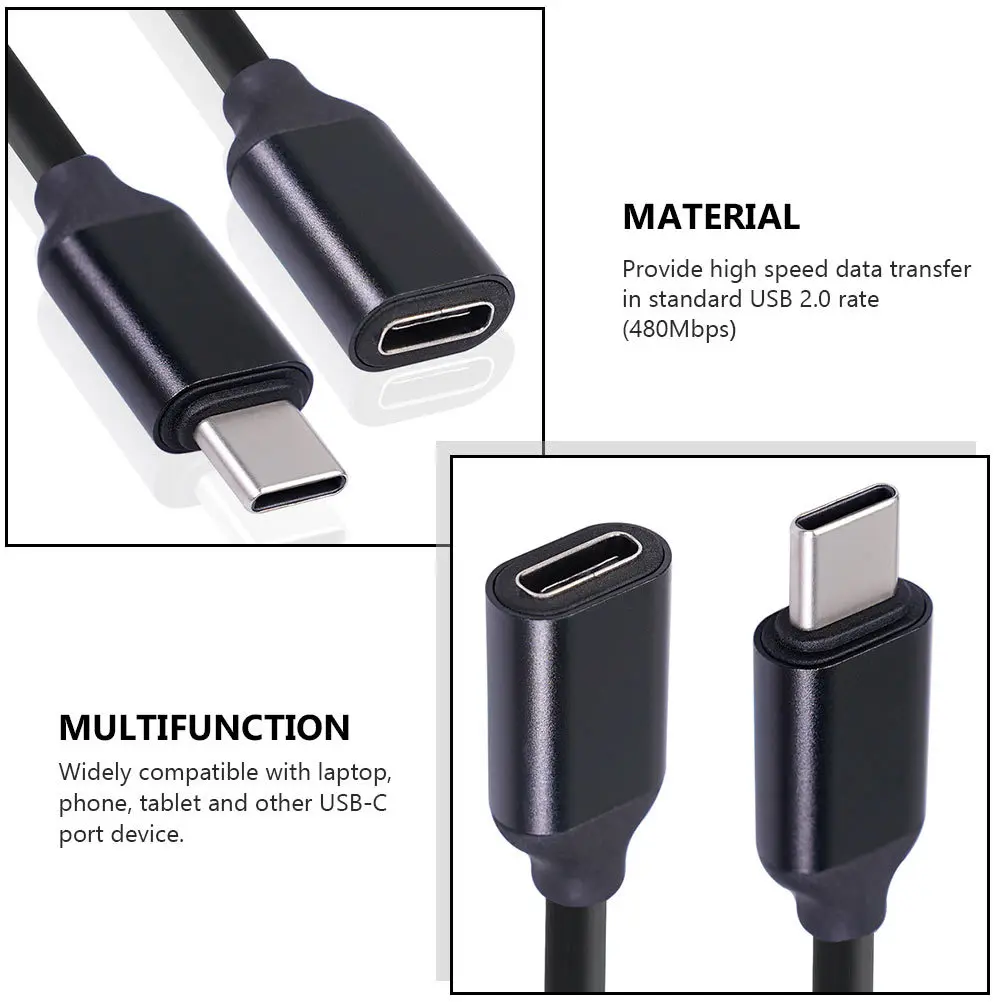 

1.5m USB Type C Extension Cable 20V 3A Fast Charging 480Mbps Data Transfer Cable Type- Extension Cord for Charging Dock