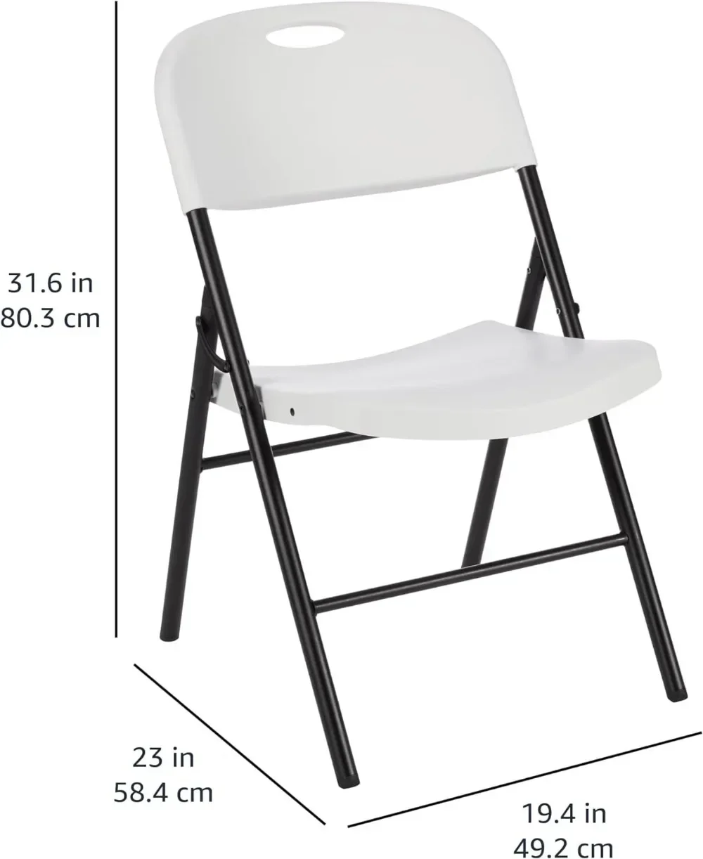 Silla plegable de plástico para exteriores, sillón básico con capacidad de 350 libras, color blanco, ideal para conferencias y fiestas, paquete de 4 unidades