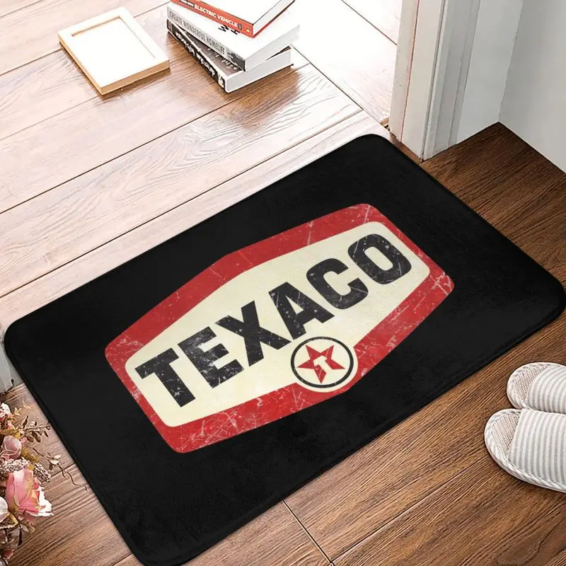 Vintage Texaco Logo Floor Door Bath Kitchen Mats Anti-Slip Outdoor Doormat Garage Entrance Rug Carpet Footpad