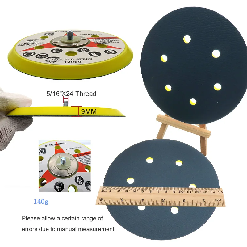Imagem -06 - Polegada Almofada de Lixamento Vinil Adesivo Psa Que Apoia 1624 Thread para Orbital Dupla Ação Lixadeira Polidor Carpintaria Automotivo 56