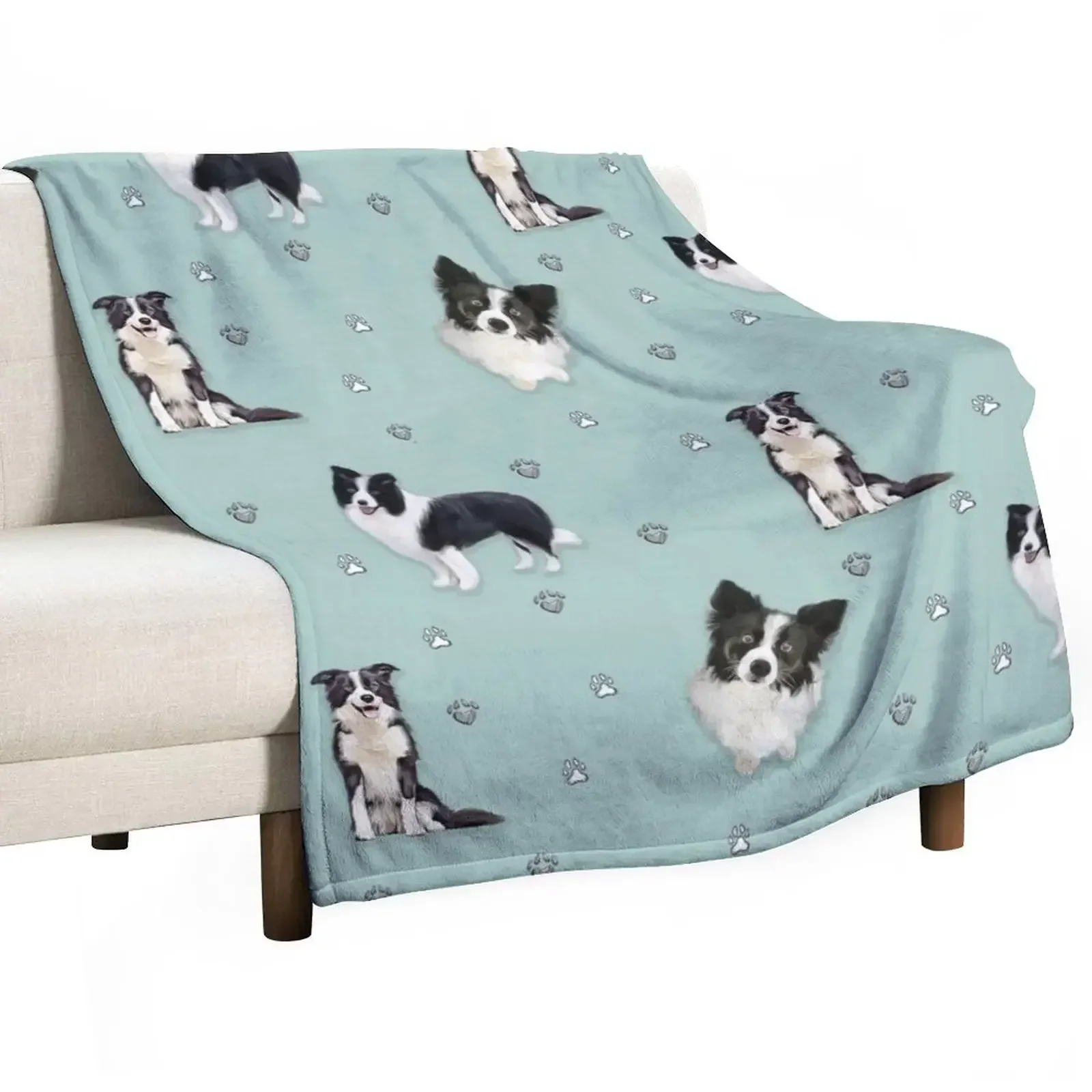 collie pattern blue painting Throw Blanket Multi-Purpose Tourist for sofa Blankets