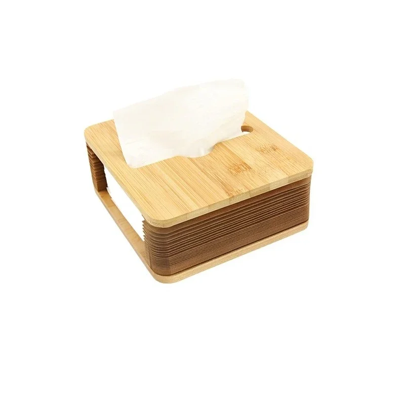 

Creative home folding organ pumping carton, bamboo board brown tissue box