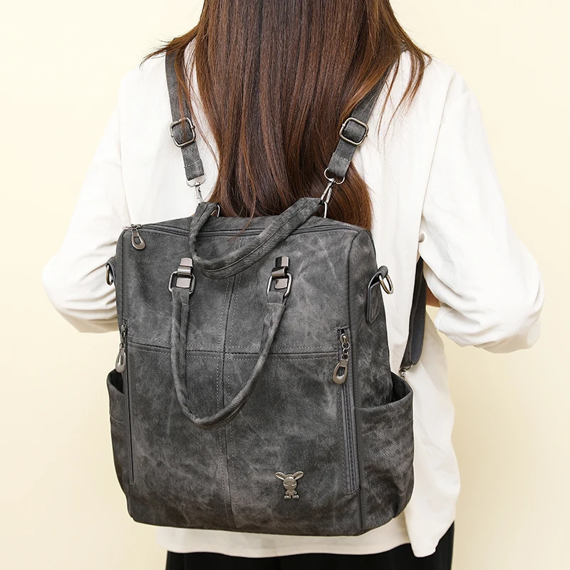 Designer Backpacks Women Leather Backpacks Female School Bag for Teenager Girls Travel Back Bag Retro Bagpack Sac A Dos Purses view 4