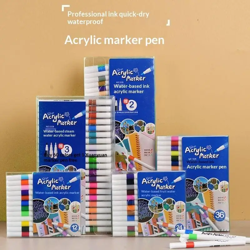 Hot Sale 24 Colors Acrylic Paint Markers Waterproof Vibrant Colors For Art Creation DIY Crafts Drawing School Projects