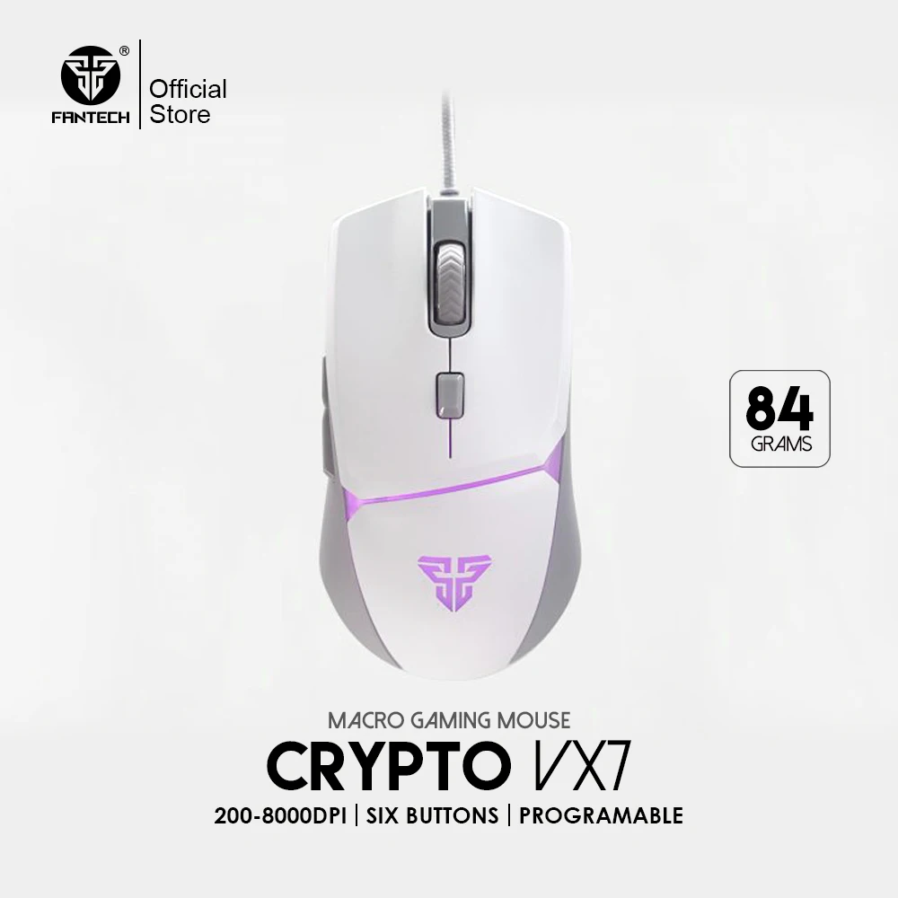 FANTECH CRYPTO VX7 Wired Gaming Mouse 8000DPI 10 million Switch RGB  6 Buttons Macro Mice for Laptop PC Gamer Mice