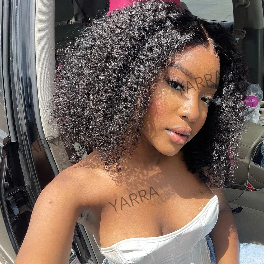 220% Density Highlight Blonde Kinky Curly Short Bob Wig 13x6 Lace Front Wig Glueless Wigs Pre Cut Ready To Go Human Hair Wigs