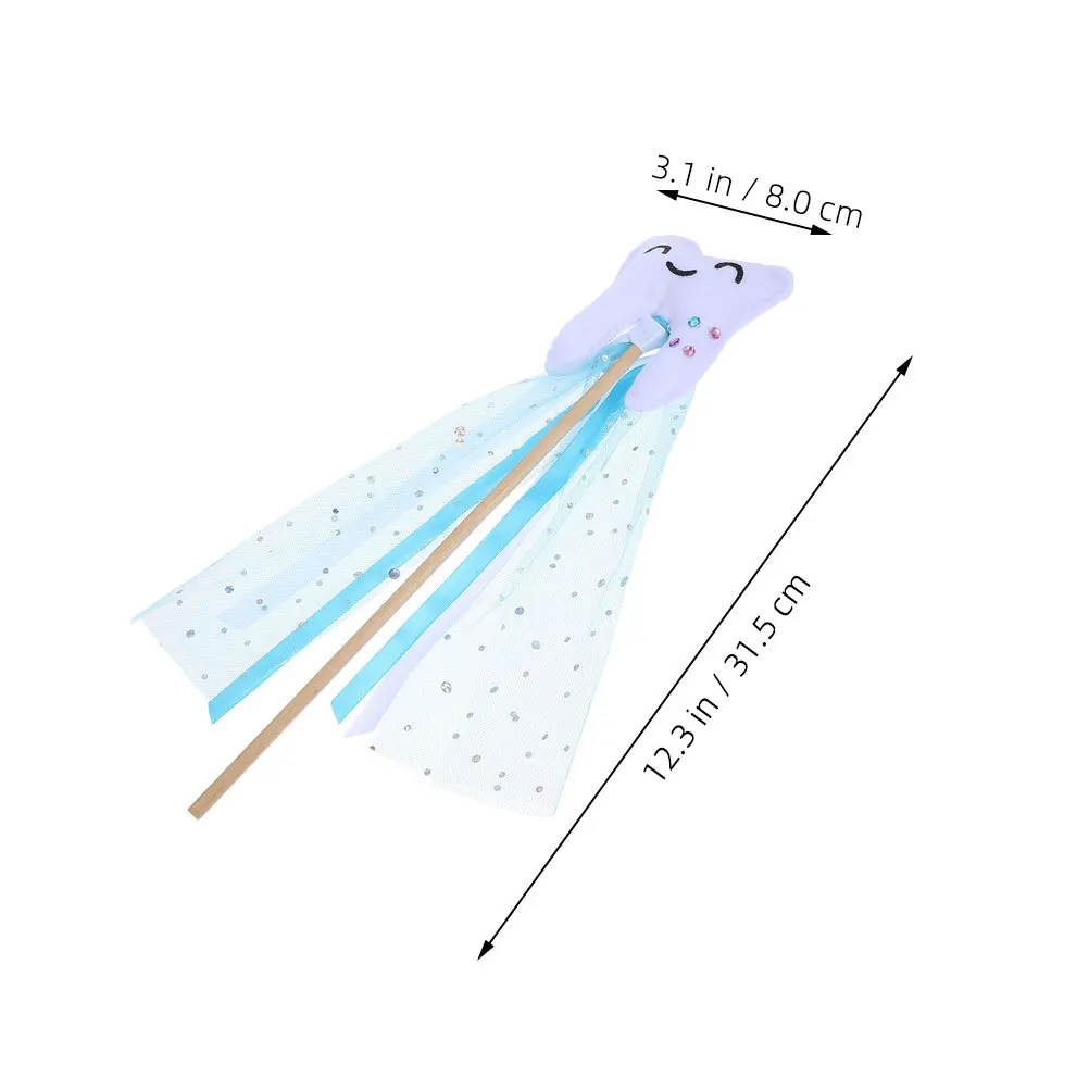 2Pcs Tooth Fairy Wand Tooth Shaped Colorful Stick Kids Dress Up Party Festival Performance Props Princess Fairy Wands