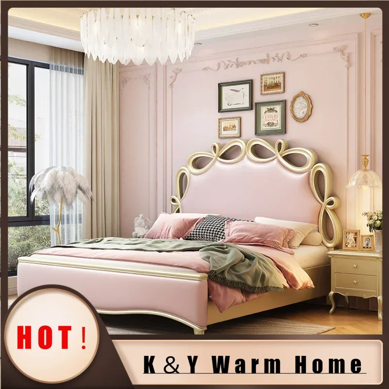 

Luxury Frame Double Bed King Size Wooden Nordic Hotel King Size Double Bed Princess Modern Cama Matrimonial Bedroom Furniture