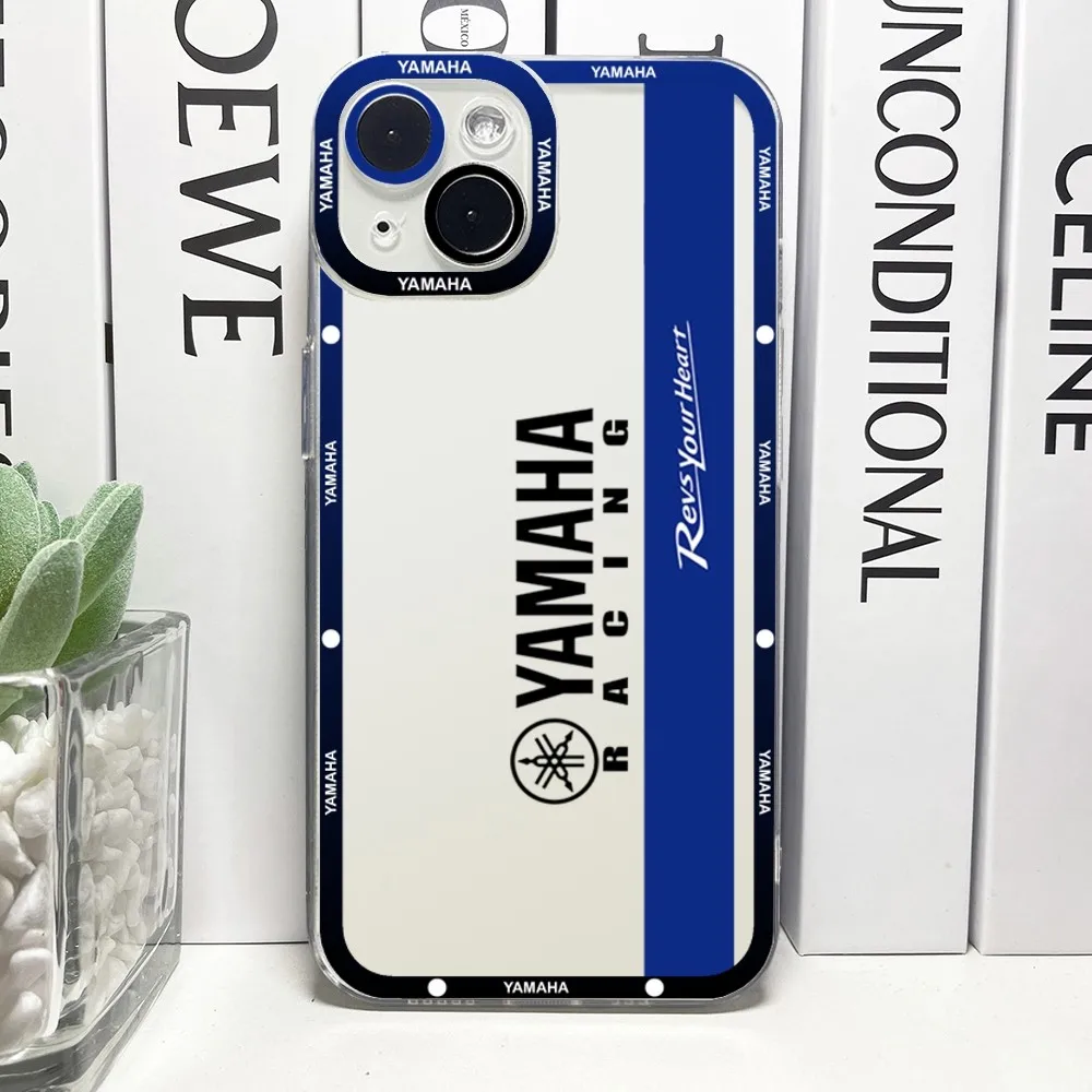 Motorcycle Y-YamAhaS Phone Case Transparent for iPhone 15 13ProMax 13 14 12 11 Pro Max Mini Angel Eyes Soft Coque