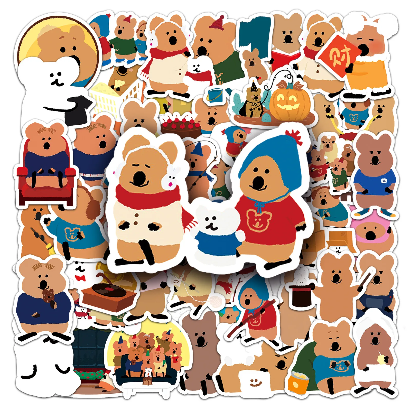 50 Uds. De pegatinas bonitas de dibujos animados de Quokka, calcomanías para teléfono, maleta para portátil, Notebook, monopatín, pegatinas impermeables