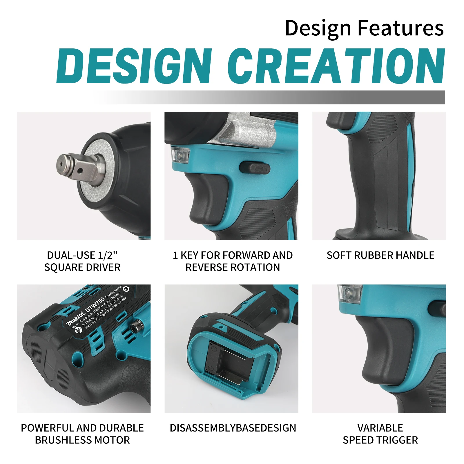 DTW700 18V Cordless Impact Wrench Brushless Motor 700 Nm Variable Speed Electric Wrench High Effieiency Durable - view 4