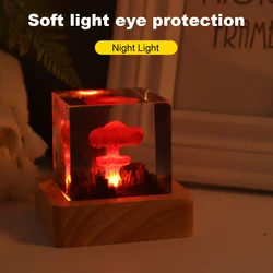 Nuclear Explosion 3D Night Light Resin Nuclear Bomb Explosion Night Lamp USB Charging for Home Living Room Decor