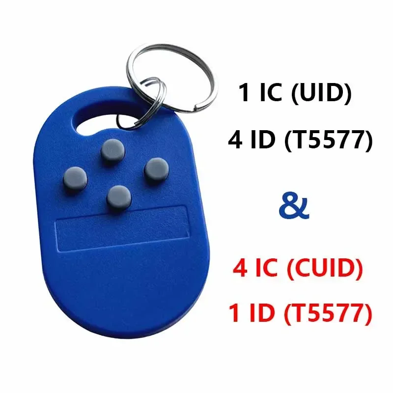 1 Pcs RFID Multiple Key Fob IC ID Access Control Card T5577 Rewritable 125KHz 13.56MHz Chip UID Changeable CUID Gen2 Magic Tag