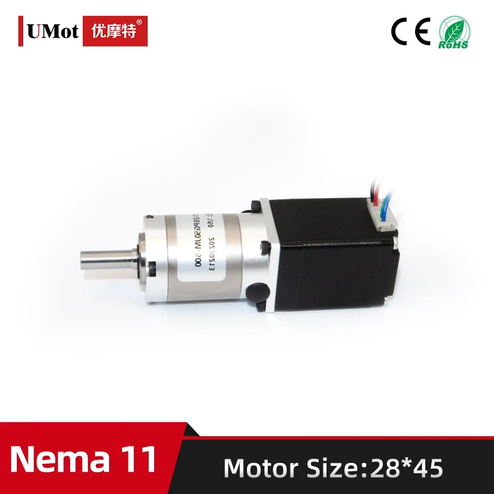 

Hybrid Micro High Precision Nema 11 Planetary Gearbox Geared Stepper Motor With Reducer Ratio 16/20/25 Length 45mm