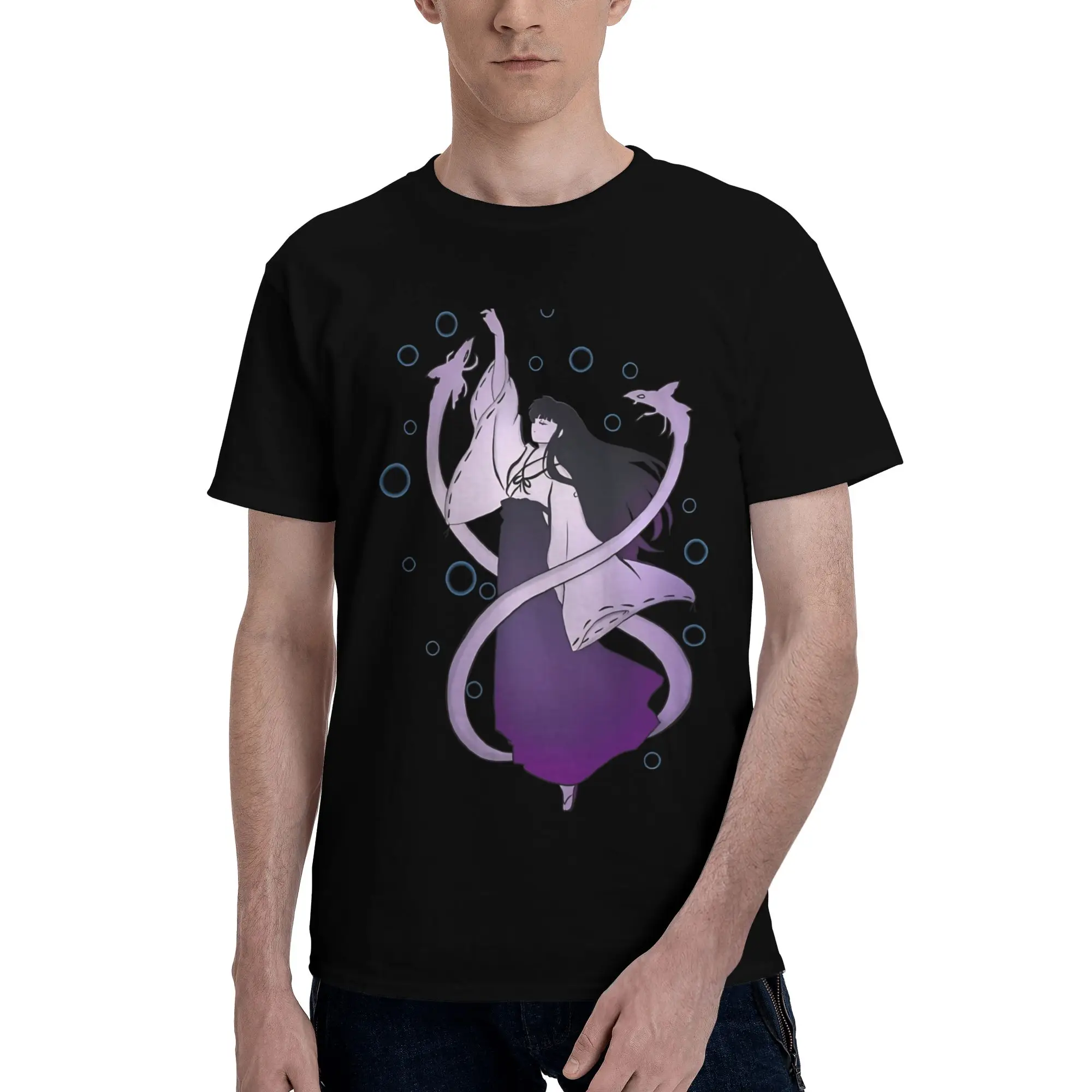 Scribble Tragic Lady  Funny Graphic 100% Cotton T-Shirt Bandai Inuyasha Tops Tees For Men