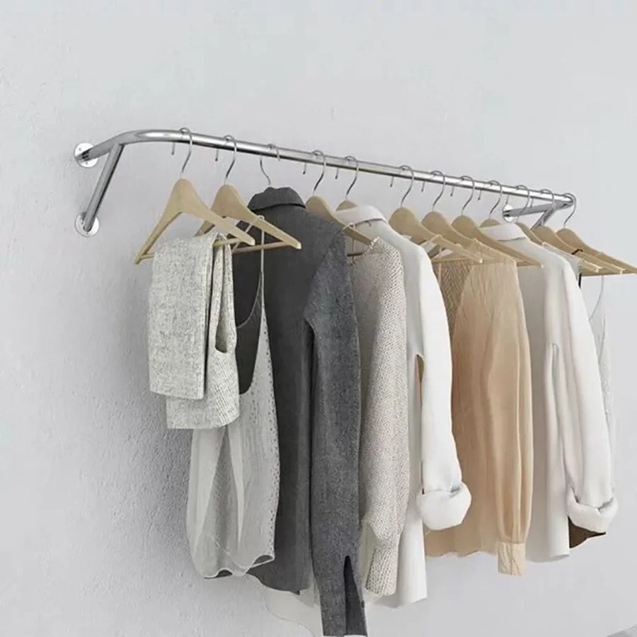 Wall hanging silver cloth rack, pendant, extendable long clothes, gold, minimalist, simple, rustic